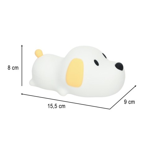Lampka nocna dla dzieci silikonowa na baterie USB biała piesek leżący Lampka nocna dla dzieci silikonowa na baterie USB biała piesek leżący