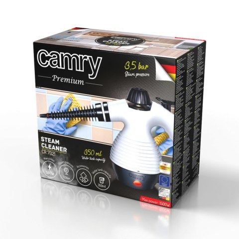 Parownica myjka parowa Camry CR 7021 czyścik ciśnieniowy 10 końcówek 350 ml 3,5 bar 1500W Parownica myjka parowa Camry CR 7021 czyścik ciśnieniowy 10 końcówek 350 ml 3,5 bar 1500W