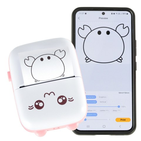 Drukotek drukarka mini termiczna do zdjęć etykiet + kabel USB kot różowy Drukotek drukarka mini termiczna do zdjęć etykiet + kabel USB kot różowy