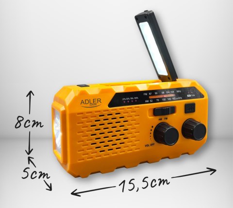 Radio przenośne Adler AD 1197 solarne turystyczne na korbkę biwakowe 3 sposoby ładowania latarka sygnał SOS 1200mAh Radio przenośne Adler AD 1197 solarne turystyczne na korbkę biwakowe 3 sposoby ładowania latarka sygnał SOS 1200mAh