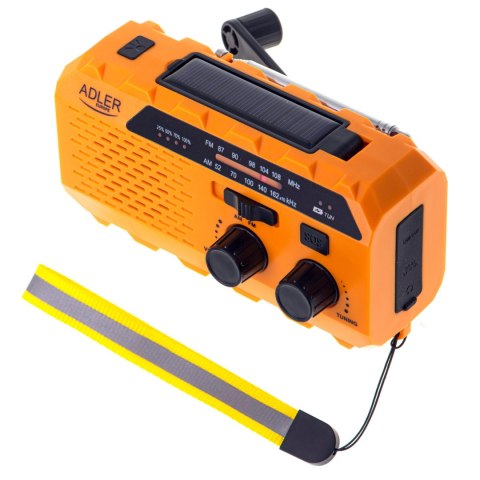 Radio przenośne Adler AD 1197 solarne turystyczne na korbkę biwakowe 3 sposoby ładowania latarka sygnał SOS 1200mAh Radio przenośne Adler AD 1197 solarne turystyczne na korbkę biwakowe 3 sposoby ładowania latarka sygnał SOS 1200mAh