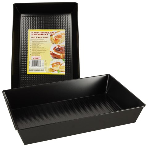 Blacha do pieczenia tortownica forma fakturowana do ciast wypieków 36cm x 24,5cm x 6cm czarna Blacha do pieczenia tortownica forma fakturowana do ciast wypieków 36cm x 24,5cm x 6cm czarna