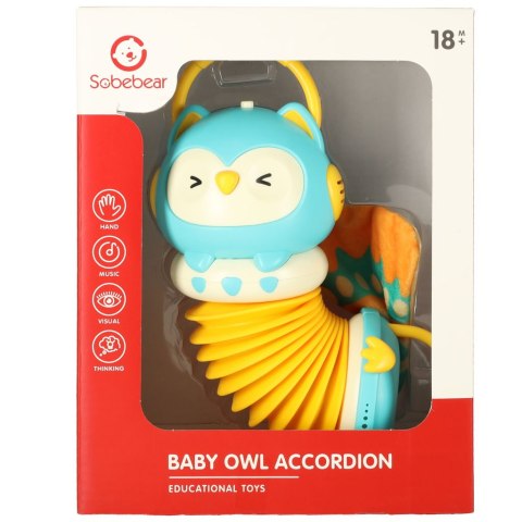 Harmonia akordeon zabawka sensoryczna dla dzieci sowa niebieska grająca LED 30cm Harmonia akordeon zabawka sensoryczna dla dzieci sowa niebieska grająca LED 30cm