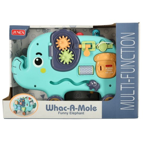Słonik tablica manipulacyjna montessori wbijak sorter klocki młotek 26cm Słonik tablica manipulacyjna montessori wbijak sorter klocki młotek 26cm