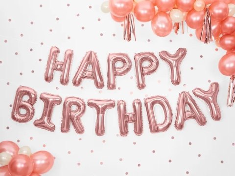 Balon foliowy dekoracja urodzinowa Happy Birthday różowe złoto 340cm x 35cm Balon foliowy dekoracja urodzinowa Happy Birthday różowe złoto 340cm x 35cm