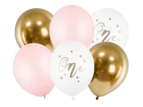 Balony urodzinowe Pastel Pale Pink biały złoty różowy 30cm 5 sztuk Balony urodzinowe Pastel Pale Pink biały złoty różowy 30cm 5 sztuk