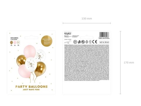 Balony urodzinowe Pastel Pale Pink biały złoty różowy 30cm 5 sztuk Balony urodzinowe Pastel Pale Pink biały złoty różowy 30cm 5 sztuk
