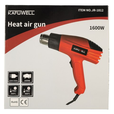 KAFUWELL Opalarka elektryczna z regulacją temperatury 0-600 st. C + 4 wymienne końcówki 1600W KAFUWELL Opalarka elektryczna z regulacją temperatury 0-600 st. C + 4 wymienne końcówki 1600W