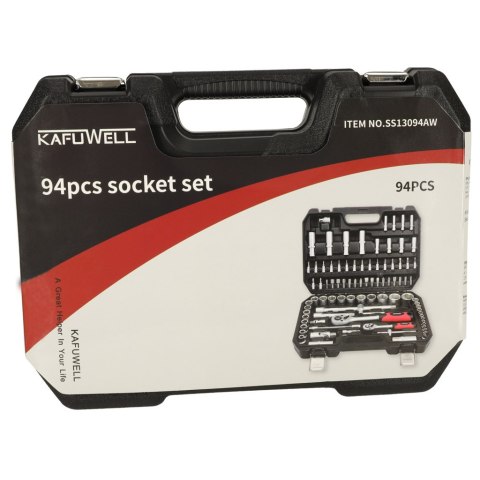 Klucze nasadowe walizka 1/2'' 1/4'' grzechotka zestaw 94el. KAFUWELL Klucze nasadowe walizka 1/2'' 1/4'' grzechotka zestaw 94el. KAFUWELL