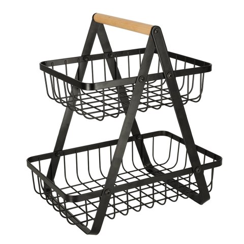 Kosz na owoce dwupoziomowy piętrowy metal drewno Kosz na owoce dwupoziomowy piętrowy metal drewno