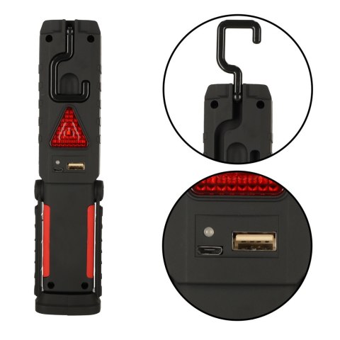 Lampa warsztatowa latarka 3w1 5 trybów USB magnes hak akumulator 1200 mAh 200 lm KAFUWELL Lampa warsztatowa latarka 3w1 5 trybów USB magnes hak akumulator 1200 mAh 200 lm KAFUWELL