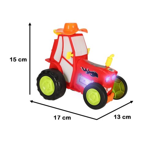 Traktor ciągnik zdalnie sterowany na pilota RC skaczący tańczący dźwięk czerwony Traktor ciągnik zdalnie sterowany na pilota RC skaczący tańczący dźwięk czerwony