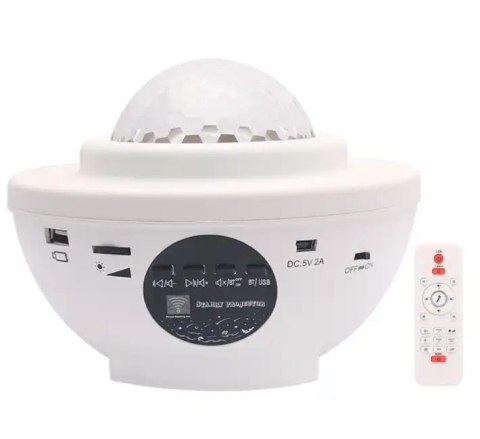 Projektor gwiazd rzutnik lampka nocna głośnik bluetooth biała Projektor gwiazd rzutnik lampka nocna głośnik bluetooth biała