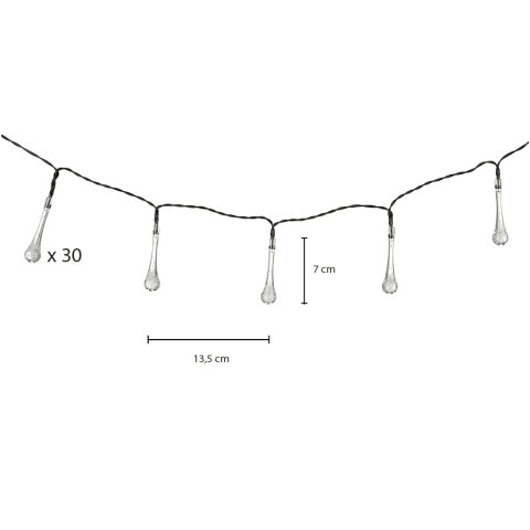 Lampki solarne ogrodowe łezki 6,5m 30LED zimny biały Lampki solarne ogrodowe łezki 6,5m 30LED zimny biały