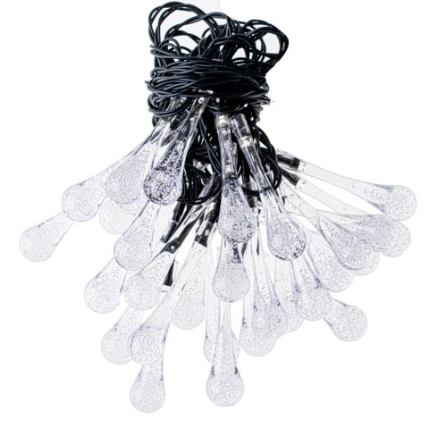 Lampki solarne ogrodowe łezki 6,5m 30LED zimny biały Lampki solarne ogrodowe łezki 6,5m 30LED zimny biały
