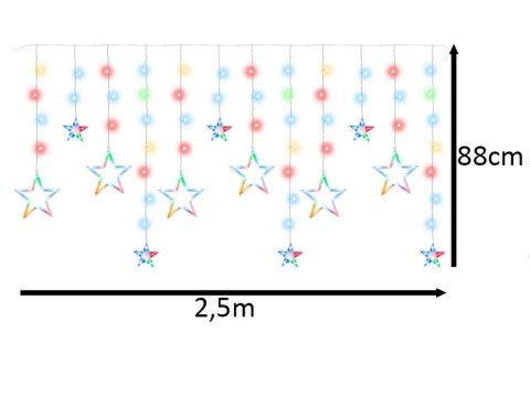 Lampki LED kurtyna gwiazdki 2,5m 138LED multikolor Lampki LED kurtyna gwiazdki 2,5m 138LED multikolor