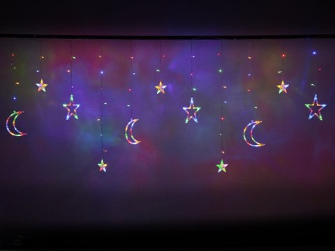 Lampki LED kurtyna księżyc gwiazdy 2,5m 138LED multikolor Lampki LED kurtyna księżyc gwiazdy 2,5m 138LED multikolor