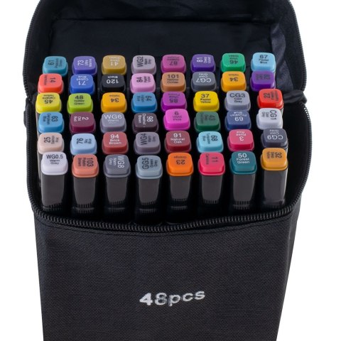 Markery dwustronne mazaki alkoholowe w etui 48 + podstawka Markery dwustronne mazaki alkoholowe w etui 48 + podstawka