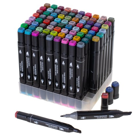 Markery dwustronne mazaki alkoholowe w etui 80 + podstawka Markery dwustronne mazaki alkoholowe w etui 80 + podstawka