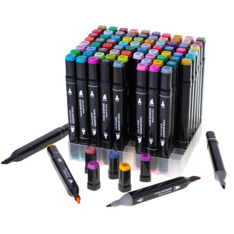 Markery dwustronne mazaki alkoholowe w etui 80 + podstawka Markery dwustronne mazaki alkoholowe w etui 80 + podstawka