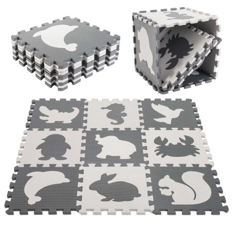 Mata edukacyjna dla dzieci piankowa puzzle szara 85 x 85 cm 9 elementów Mata edukacyjna dla dzieci piankowa puzzle szara 85 x 85 cm 9 elementów