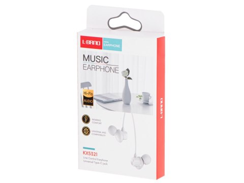 L-BRNO Słuchawki douszne przewodowe z mikrofonem typu c EP42 USB 120cm białe L-BRNO Słuchawki douszne przewodowe z mikrofonem typu c EP42 USB 120cm białe