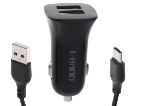 Ładowarka samochodowa szybka 2.1A 2x USB + kabel USB C L-BRNO Ładowarka samochodowa szybka 2.1A 2x USB + kabel USB C L-BRNO