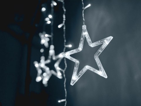 Lampki LED kurtyna gwiazdki 2,5m 138LED zimny biały 8 trybów świecenia Lampki LED kurtyna gwiazdki 2,5m 138LED zimny biały 8 trybów świecenia