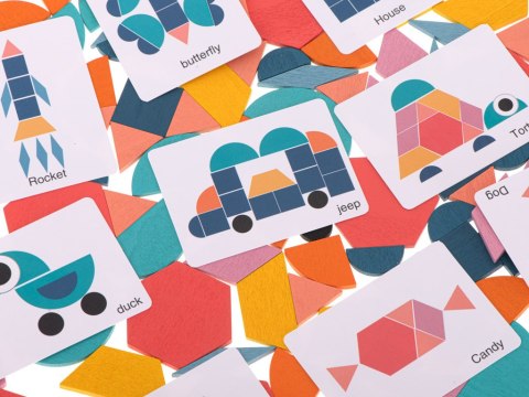 Układanka drewniana Tangram montessori kolorowa mozaika kształty 180 el. Układanka drewniana Tangram montessori kolorowa mozaika kształty 180 el.