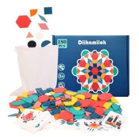 Układanka drewniana Tangram montessori kolorowa mozaika kształty 180 el. Układanka drewniana Tangram montessori kolorowa mozaika kształty 180 el.