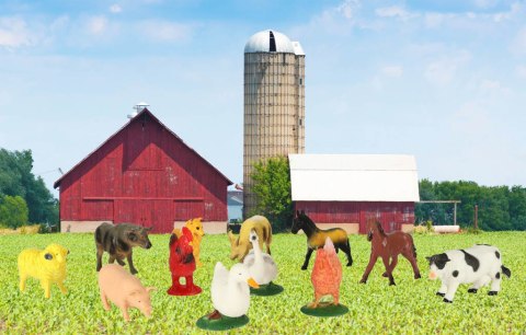 Figurki zwierzęta zagrodowe farma zestaw krowa koń 12szt Figurki zwierzęta zagrodowe farma zestaw krowa koń 12szt