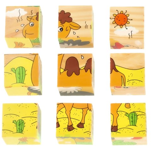 Klocki drewniane edukacyjne puzzle układanka kostki Safari 6w1 9el. Klocki drewniane edukacyjne puzzle układanka kostki Safari 6w1 9el.