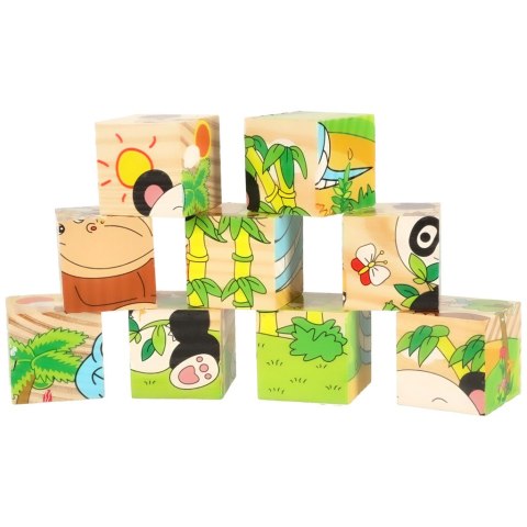 Klocki drewniane edukacyjne puzzle układanka kostki Safari 6w1 9el. Klocki drewniane edukacyjne puzzle układanka kostki Safari 6w1 9el.