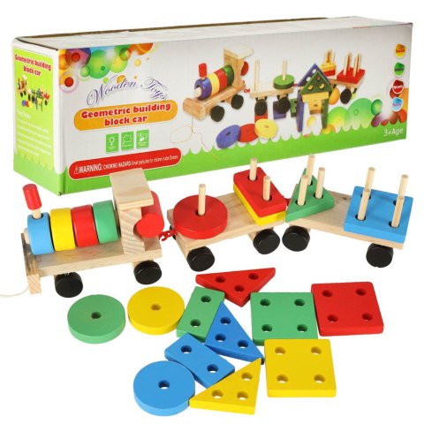 Kolejka pociąg lokomotywa klocki drewniane sorter układanka zręcznościowa 30cm Kolejka pociąg lokomotywa klocki drewniane sorter układanka zręcznościowa 30cm
