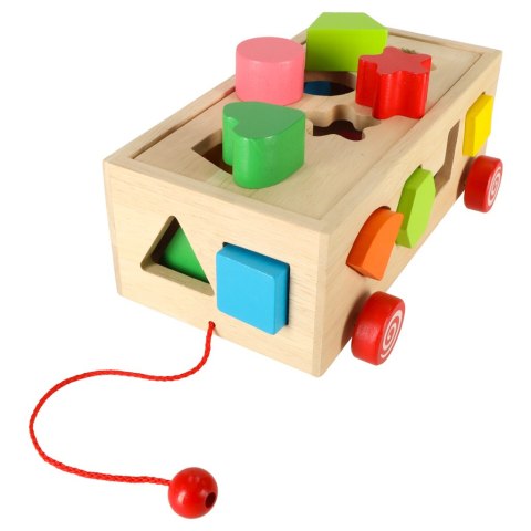 Sorter drewniany mobilny na sznurku kształty klocki Sorter drewniany mobilny na sznurku kształty klocki