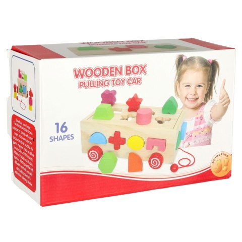 Sorter drewniany mobilny na sznurku kształty klocki Sorter drewniany mobilny na sznurku kształty klocki