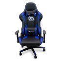 krzesło gamingowe, fotel do grania, obrotowe krzesło, niebieski fotel, gaming chair, ergonomiczne krzesło, krzesło dla graczy, fotel gamingowy, krzesło z podłokietnikami, stylowe krzesło, krzesło z regulacją, wygodne krzesło, krzesło do biura, fotel do ko