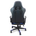 krzesło gamingowe, fotel do grania, obrotowe krzesło, niebieski fotel, gaming chair, ergonomiczne krzesło, krzesło dla graczy, fotel gamingowy, krzesło z podłokietnikami, stylowe krzesło, krzesło z regulacją, wygodne krzesło, krzesło do biura, fotel do ko