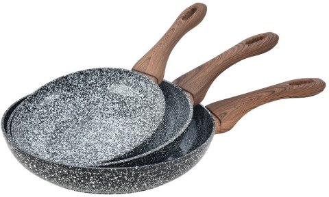 patelnie granitowe, zestaw patelni, Granit Wood, Kinghoff KH-1030, patelnie do gotowania, patelnie nieprzywierające, akcesoria kuchenne, patelnie metalowe, patelnie z granitu, patelnie do smażenia, patelnie do naleśników, patelnie do mięsa, patelnie do wa