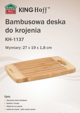 deska kuchenna, bambusowa deska, Kinghoff KH-1137, deska 27x19cm, akcesoria kuchenne, deska do krojenia, ekologiczna deska, deska z bambusa, kuchnia, deska do gotowania, deska do serwowania, deska do chleba, deska z drewna, deska do mięsa, deska do warzyw