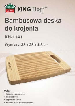 deska kuchenna, bambusowa deska, Kinghoff KH-1141, deska 33x20cm, akcesoria kuchenne, deska do krojenia, ekologiczna deska, deska z bambusa, kuchnia, deska do gotowania, deska do serwowania, deska do chleba, deska z drewna, deska do mięsa, deska do warzyw
