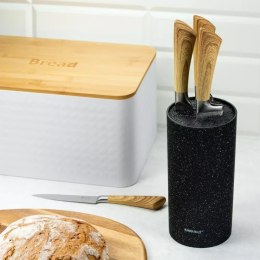 blok na noże, noże kuchenne, powłoka marmurowa, akcesoria kuchenne, sprzęt kuchenny, elegancki blok, blok z nożami, blok na noże KH-1091, marmurowy design, bezpieczne przechowywanie, stylowy blok, blok na noże z drewna, blok na noże z powłoką, nowoczesny 