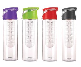 butelka bidon, wkład na owoce, 0.8L pojemności, Kinghoff, zdrowe nawodnienie, owocowa woda, orzeźwiający napój, ekologiczny wybór, praktyczny design, sportowy bidon, łatwe czyszczenie, kolorowy wygląd, naczynie na napój, idealny do szkoły, wielokrotnego u