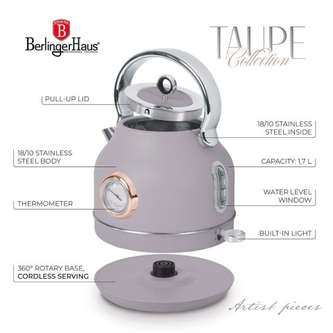 CZAJNIK ELEKTRYCZNY 1,7L Z TERMOMETREM BERLINGER HAUS BH-9514 TAUPE CZAJNIK ELEKTRYCZNY 1,7L Z TERMOMETREM BERLINGER HAUS BH-9514 TAUPE