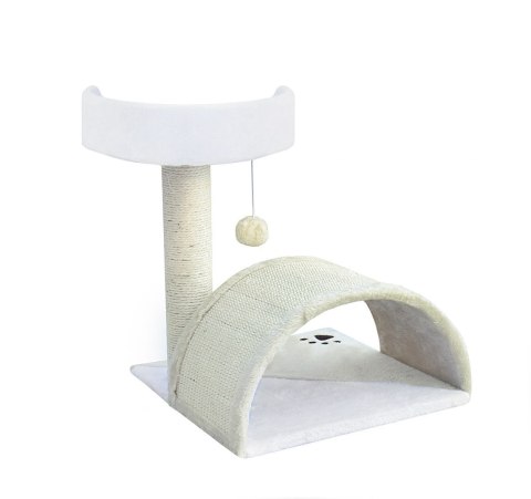 Drapak dla kota Legowisko+Budka biało-beżowy 43cm Drapak dla kota Legowisko+Budka biało-beżowy 43cm