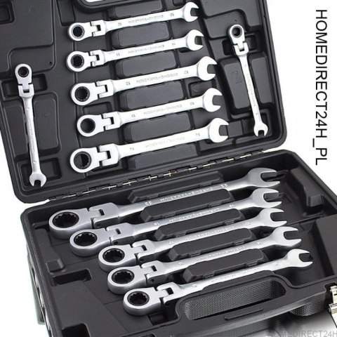 KLUCZE PŁASKO OCZKOWE Z GRZECHOTKĄ ŁAMANE 8-22 MM KLUCZE PŁASKO OCZKOWE Z GRZECHOTKĄ ŁAMANE 8-22 MM