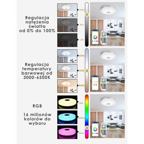 Lampa sufitowa z głośnikiem bluetooth SMART APP Lampa sufitowa z głośnikiem bluetooth SMART APP