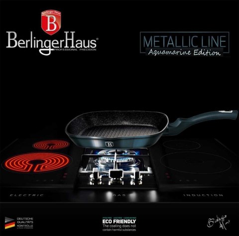 PATELNIA GRANITOWA GRILLOWA 28 cm BERLINGER HAUS AQUAMARINE BH-1873 PATELNIA GRANITOWA GRILLOWA 28 cm BERLINGER HAUS AQUAMARINE BH-1873