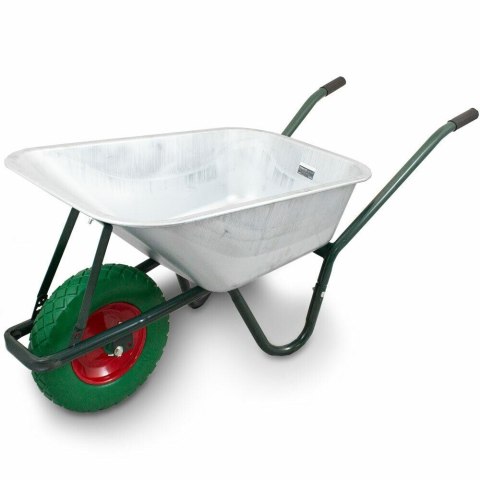 Taczka ogrodowa z zielonym kołem PU do 250kg 100l Taczka ogrodowa z zielonym kołem PU do 250kg 100l