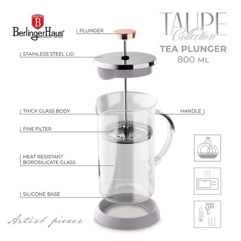 ZAPARZACZ TŁOKOWY DO KAWY HERBATY 800ml BERLINGER HAUS BH-8589 TAUPE ZAPARZACZ TŁOKOWY DO KAWY HERBATY 800ml BERLINGER HAUS BH-8589 TAUPE